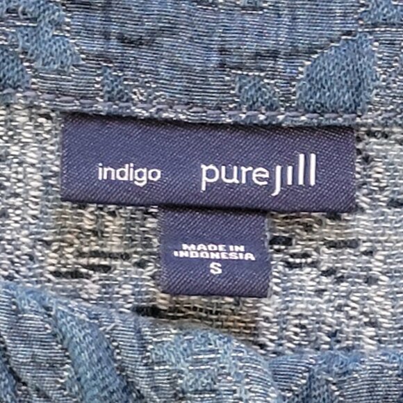 J.Jill Indigo Cinch Hem Textured Cotton Snap Front Jacket with Pockets - S - Picture 10 of 10